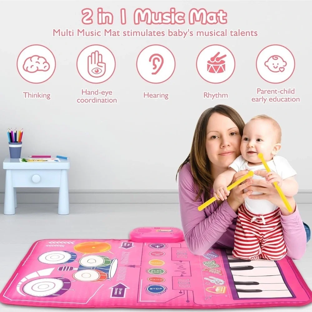 Music carpet Mat with Keyboard & Drum, Early Educational Musical toys